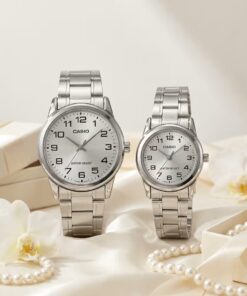 Anniversary Gift Watches for Couples | Casio Silver Dial Stainless Steel Couple Watch Set