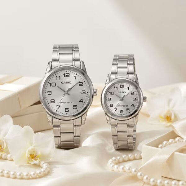 Anniversary Gift Watches for Couples | Casio Silver Dial Stainless Steel Couple Watch Set
