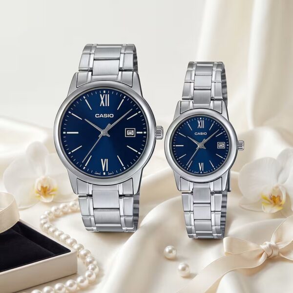 Blue Roman Dial Couple Watches Pakistan | Elegant Casio His & Her Gift Watch Set