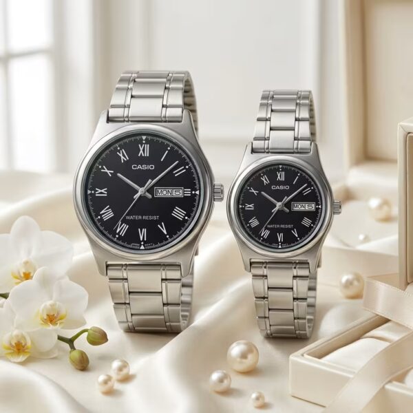 Casio Roman Dial Anniversary Gift Watch Set | Classic Couple Watches Pakistan