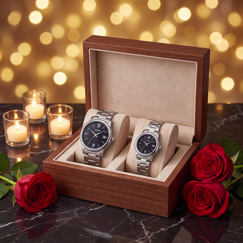 Original Casio Black Dial Roman Couple Watches Pakistan - Image 3