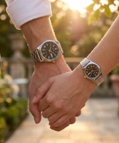 Casio Matching Couple Watches with Day & Date showcased on couple wrists