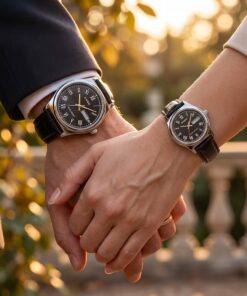 Alternative view of Original Casio Black Leather Roman Dial Couple Watches Pakistan