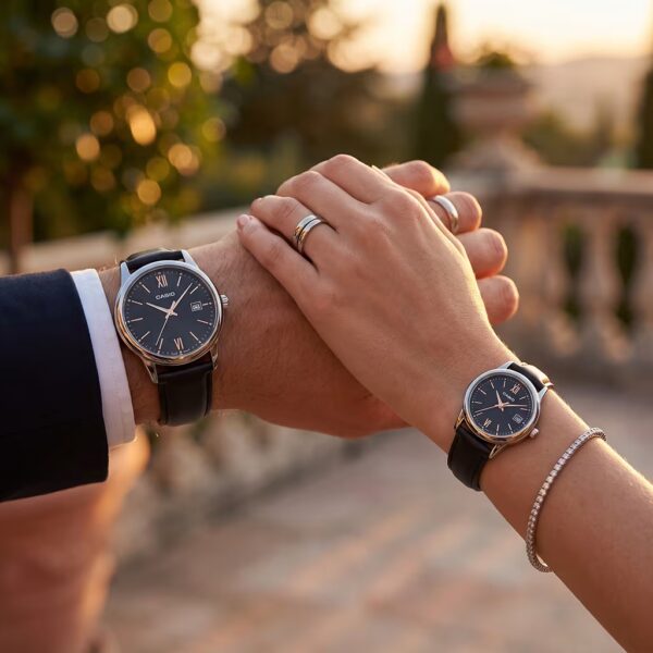 Alternative view of Original Casio Modern Black Leather Couple Watches Pakistan
