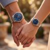 Wedding Gift Couple Watches with Roman Dial showcase on couple wrists