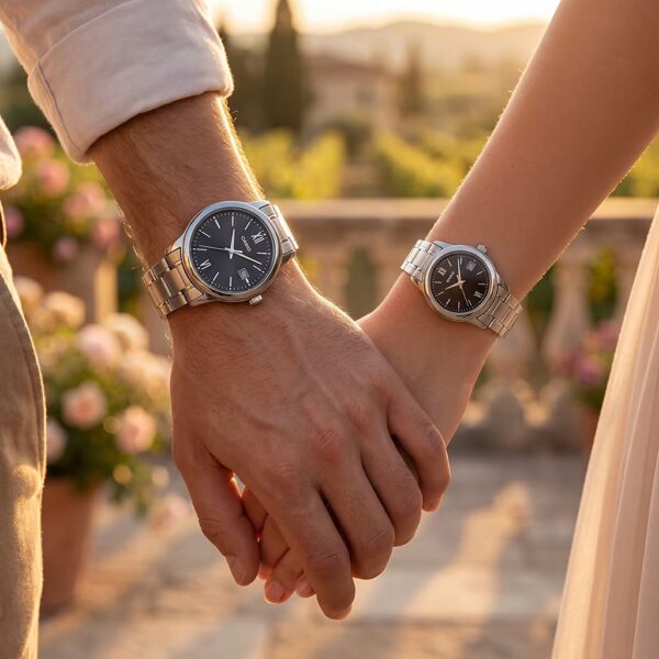 Alternative view of Original Casio Black Dial Roman Couple Watches Pakistan