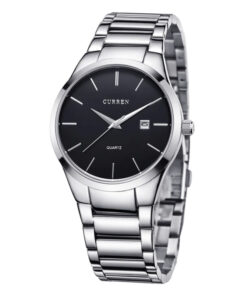 curren 8106 silver stainless steel balck dial mens analog dress watch