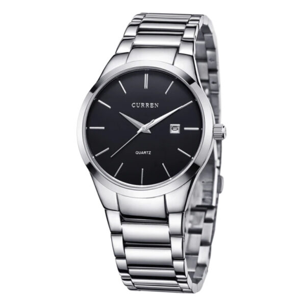 curren 8106 silver stainless steel balck dial mens analog dress watch