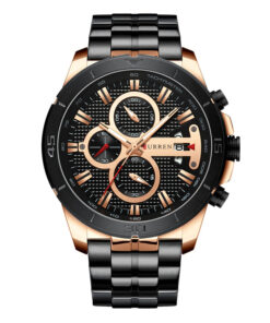 curren 8337 black stainless steel black dial Men's chronograph wrist watch