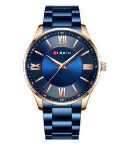 curren 8083 blue stainless steel blue roman dial mens analog wrist watch