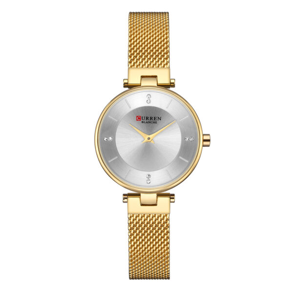 9031 golden stainless steel white dial ladies analog wrist watch