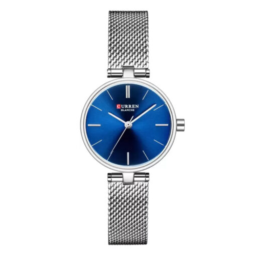 curren 9038 silver mesh strap blue dial ladies analog wrist watch