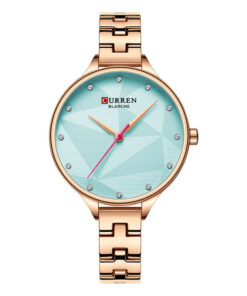 curren 9047 rose gold stainless steel chain ferozi dial ladies analog gift watch
