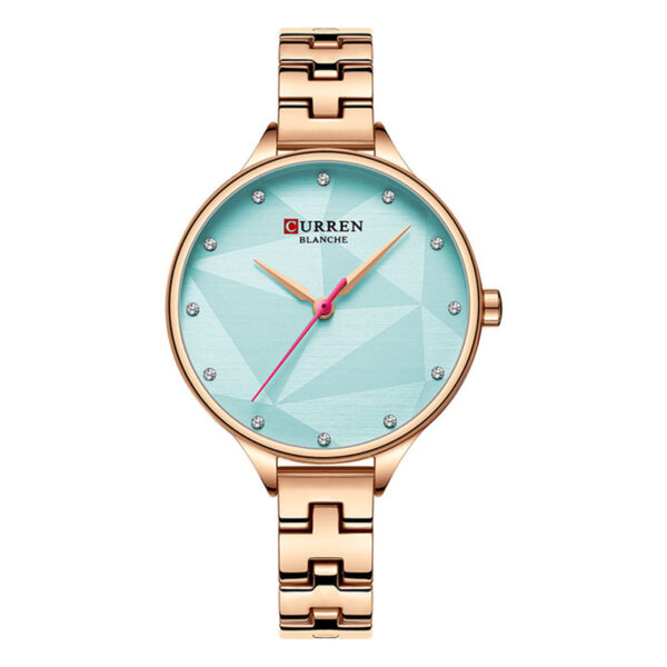 curren 9047 rose gold stainless steel chain ferozi dial ladies analog gift watch