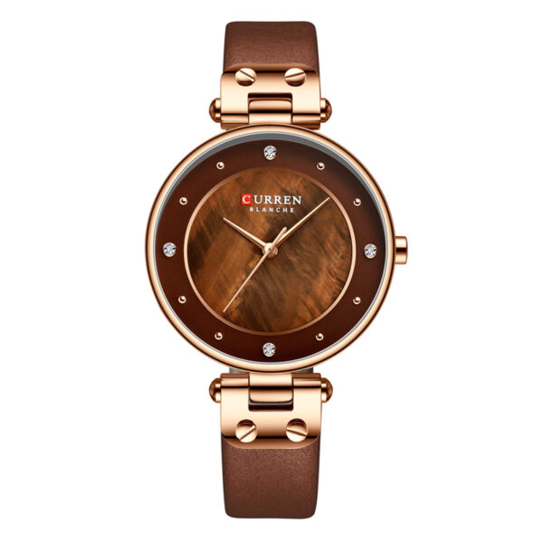 curren 9056 brown leather strap brown dial ladies analog watch