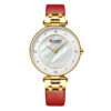 curren 9056 red leather strap white dial ladies analog wrist watch