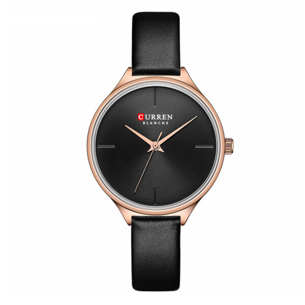 curren-9062 black leather strap black dial ladies analog wrist watch