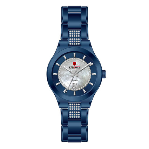 kademan 831 blue stainless steel chain white dial ladies analog watch