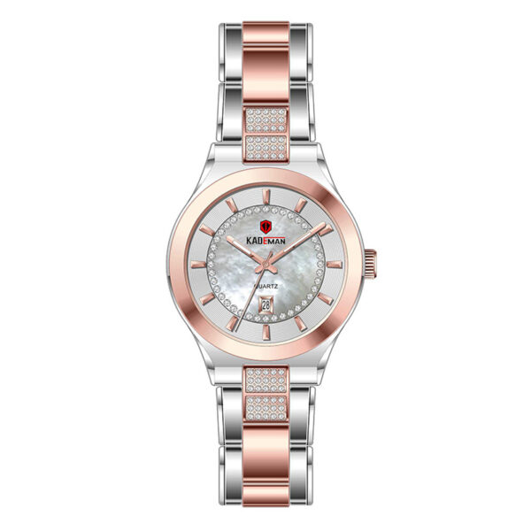 kademan 831 two tone stainless steel chain white dial ladies analog wrist watch