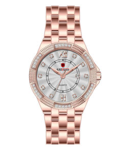 kademan 832 rose gold stainless steel chain white dial ladies analog wrist watch