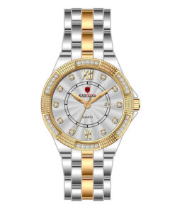 kademan 832 two tone stainless steel chain white dial ladies analog wrist watch