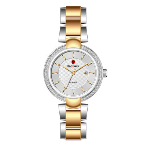 kademan 833 two tone stainless steel chain white dial ladies analog wrist watch