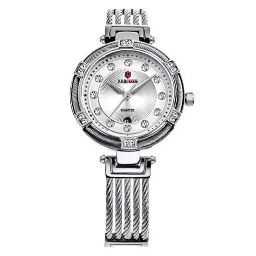 kademan 840 silver stainless steel white dial ladies analog wrist watch