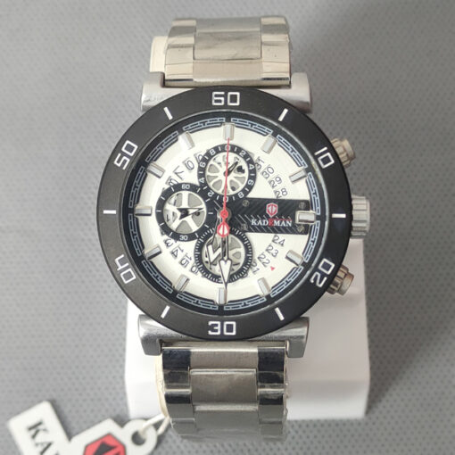 kademan-9088 silver stainless steel white dial men's chronograph wrist watch