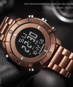 kademan K9151G brown stainless steel black digtial dial mens wrist watch