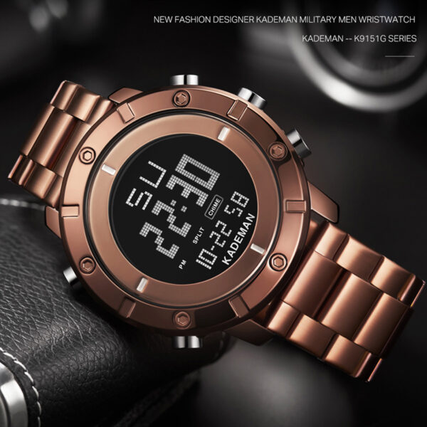 kademan K9151G brown stainless steel black digtial dial mens wrist watch