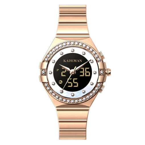 kademan k9079l rose gold stainless steel ladies analog digital wrist watch