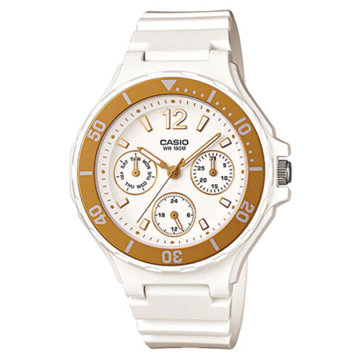 Casio LRW-250H-9A1VDF 3 Hands Analog White & Gold Resin Woman's Watch