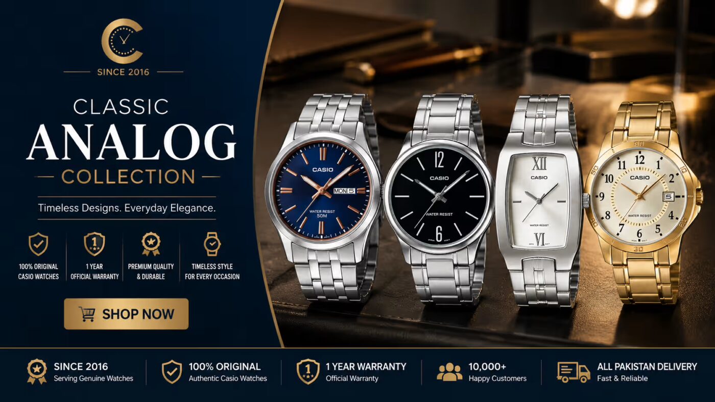 Casio men's classic analog watches collection banner