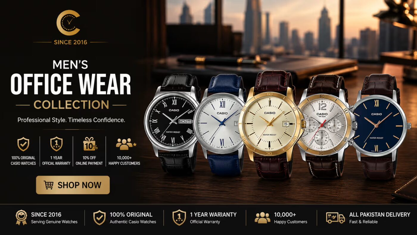 Men's office wear Casio watches collection banner