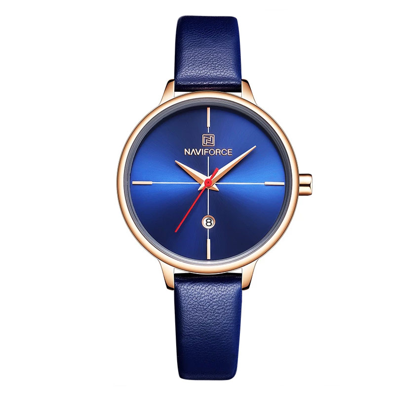 NaviForce NF5006L Blue Leather Strap Analog Dial Ladies Watch