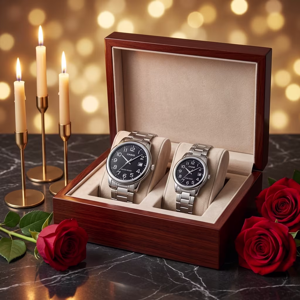 Original Casio Black Dial Couple Watches Pakistan