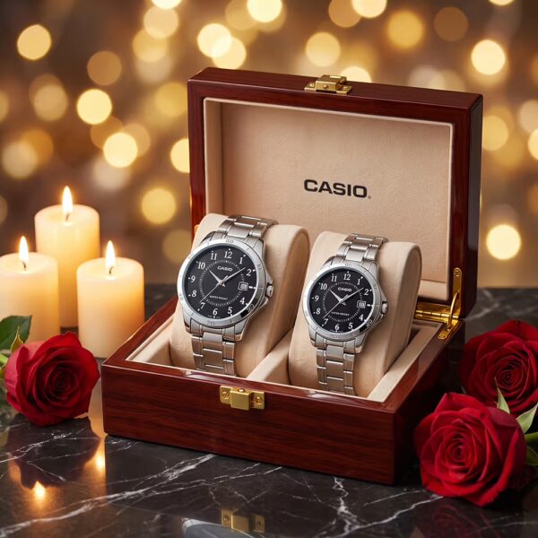 Original Casio Black Dial Couple Watches Pakistan | Anniversary Gift Set - Image 3