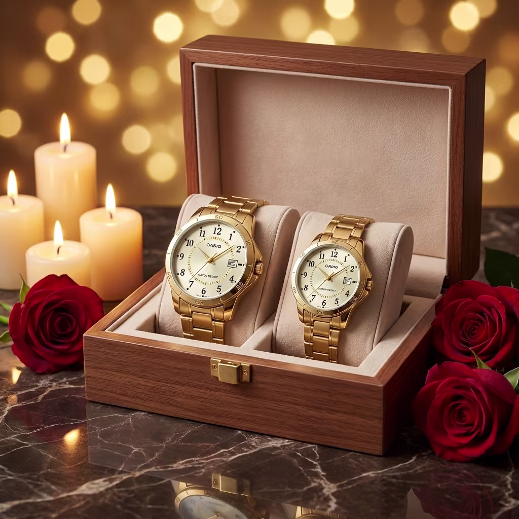 Casio Luxury Wedding Gift Watch Set for Bride & Groom - Image 3