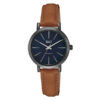 q&q Q893J502Y brown leather strap blue dial ladies wrist watch