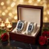Casio Black Rectangular Couple Watch Set in a premium gift box