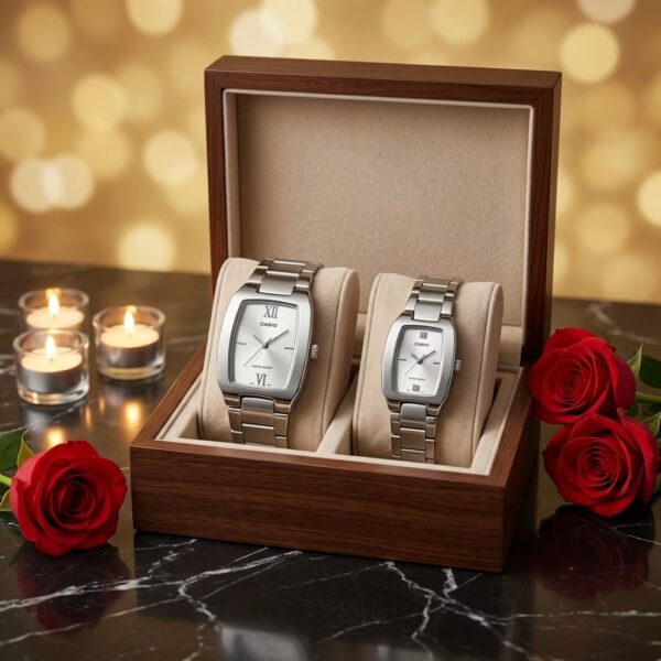 Luxury Silver Couple Wrist Watch Set Pakistan