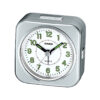 Casio TQ-143S-8D silver resin frame white numeric dial analog table clock