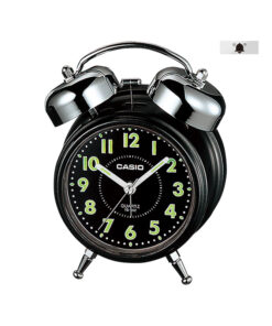 Casio TQ-362-1A black resin round shape analog dial alarm clock