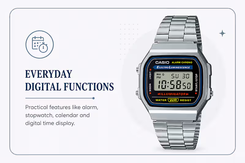 Casio vintage watch feature everyday digital functions