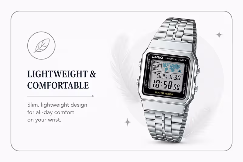 Casio digital watch feature light weight comfortable