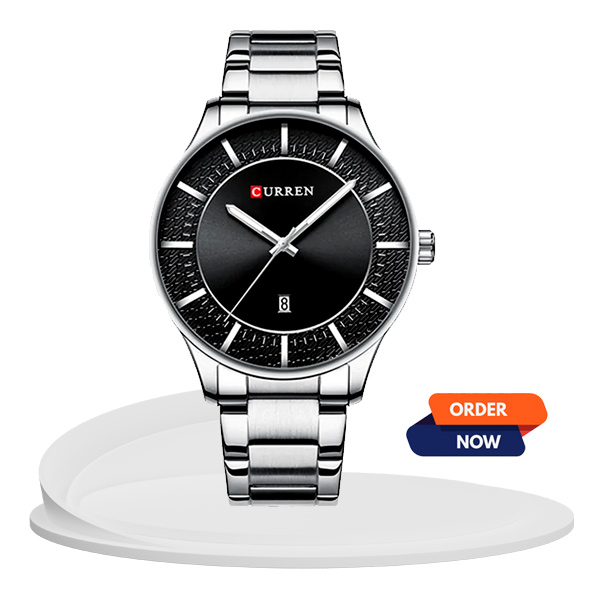8347 Curren black dial men's analog wrist watch quartz movement
