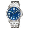 Casio MTP-1216A-2B silver stainless steel blue analog dial mens wrist watch