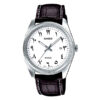 Casio MTP-1302L-7B3 black leather strap white arabic dial mens wrist watch