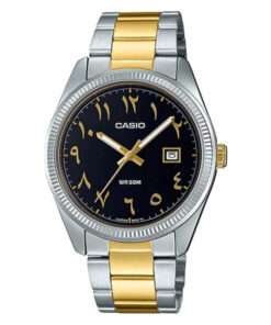 Casio MTP-1302SG-1B3 two tone stainless steel black arabic numerical dial mens wrist watch