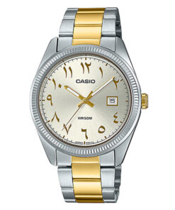 Casio MTP-1302SG-7B3 two tone stainless steel silver arabic numerical dial mens wrist watch